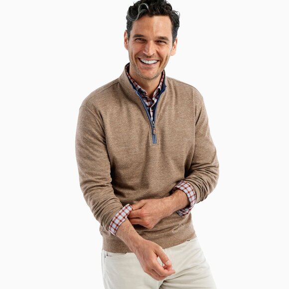 Johnnie-O Men's Brown Sully Heather 1/4 Zip Pullover Sweater XXL 2743 - Picture 5 of 16